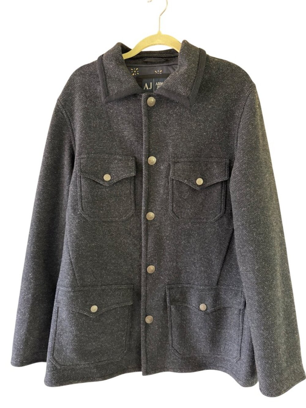 Armani Jeans Mens Collared Multi-pocket Utility Jacket Size XL Gray Vintage Y2K